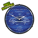 Collectable Sign and Clock Porsche 356 Patent Blueprint Backlit Wall Clock