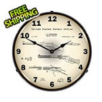 Collectable Sign and Clock 1866 Winchester Lever Action Rifle Patent Blueprint Backlit Wall Clock