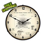 Collectable Sign and Clock 1954 Fender Patent Blueprint Backlit Wall Clock