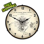 Collectable Sign and Clock 1938 Harley Davidson Knucklehead Patent Blueprint Backlit Wall Clock
