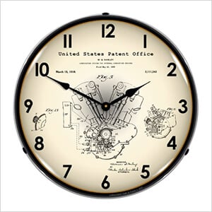 1938 Harley Davidson Knucklehead Patent Blueprint Backlit Wall Clock