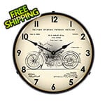 Collectable Sign and Clock 1928 Harley Patent Blueprint Backlit Wall Clock