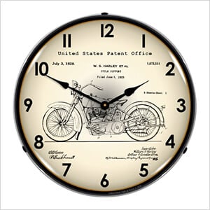 1928 Harley Patent Blueprint Backlit Wall Clock