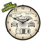 Collectable Sign and Clock 1990 Porsche 911 Patent Blueprint Backlit Wall Clock