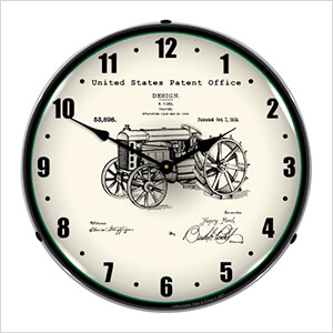 1919 Ford Tractor Patent Blueprint Backlit Wall Clock