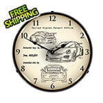 Collectable Sign and Clock Porsche GT3 RS Patent Blueprint Backlit Wall Clock