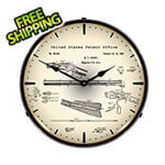 Collectable Sign and Clock 1860 Winchester Repeating Rifle Patent Blueprint Backlit Wall Clock