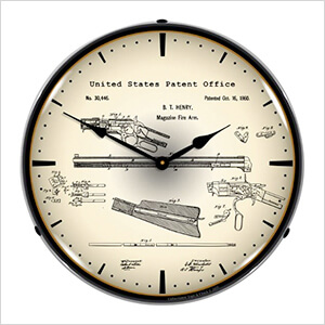 1860 Winchester Repeating Rifle Patent Blueprint Backlit Wall Clock