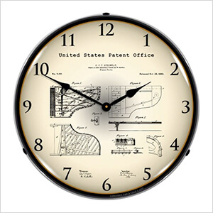 1880 Steinway Grand Piano Patent Blueprint Backlit Wall Clock