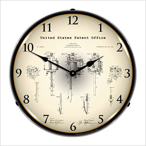1904 Wagner Tattoo Device Patent Blueprint Backlit Wall Clock