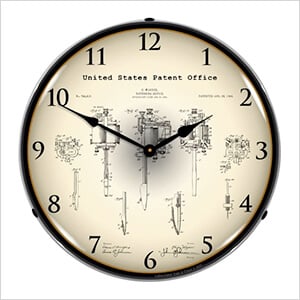 1904 Wagner Tattoo Device Patent Blueprint Backlit Wall Clock