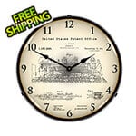 Collectable Sign and Clock 1913 Bennett Locomotive Patent Blueprint Backlit Wall Clock