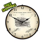 Collectable Sign and Clock 1936 Earth Moving Bulldozer Patent Blueprint Backlit Wall Clock