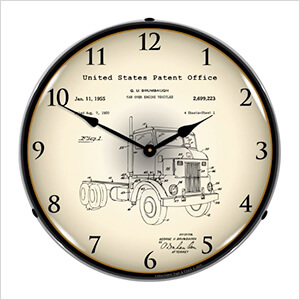 1950 Peterbuilt Cab Over Semi Truck Patent Blueprint Backlit Wall Clock
