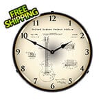 Collectable Sign and Clock 1955 Gibson Les Paul Patent Blueprint Backlit Wall Clock