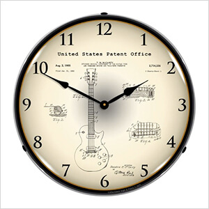 1955 Gibson Les Paul Patent Blueprint Backlit Wall Clock