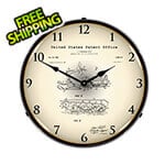 Collectable Sign and Clock 1969 Swenson Snowmobile Patent Blueprint Backlit Wall Clock