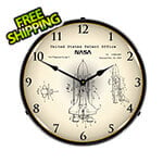Collectable Sign and Clock 1975 NASA Space Shuttle Patent Blueprint Backlit Wall Clock