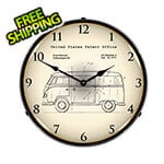 Collectable Sign and Clock 1975 Volkswagen Bus Patent Blueprint Backlit Wall Clock
