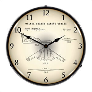 1991 Northrop B-2 Spirit Stealth Bomber Patent Blueprint Backlit Wall Clock