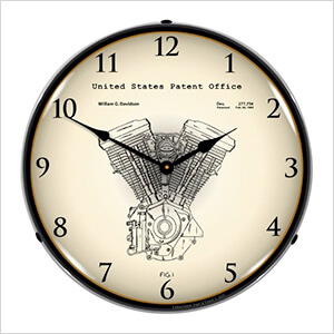 Harley Davidson Evolution Engine Patent Blueprint Backlit Wall Clock