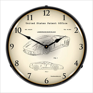 2003 Lamborghini Murcielago Patent Blueprint Backlit Wall Clock
