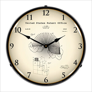 1947 Slinky Toy Patent Blueprint Backlit Wall Clock