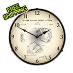 Collectable Sign and Clock 1962 Baseball Glove Patent Blueprint Backlit Wall Clock