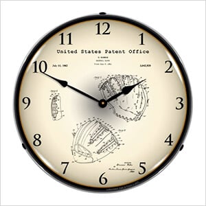 1962 Baseball Glove Patent Blueprint Backlit Wall Clock
