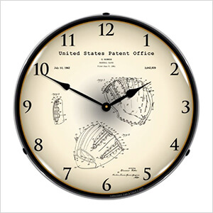 1962 Baseball Glove Patent Blueprint Backlit Wall Clock