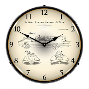 1966 George Barris Batmobile Patent Blueprint Backlit Wall Clock