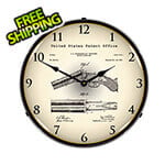 Collectable Sign and Clock 1883 Breech Loading Shotgun Patent Blueprint Backlit Wall Clock