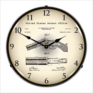 1883 Breech Loading Shotgun Patent Blueprint Backlit Wall Clock