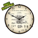 Collectable Sign and Clock 1919 B.A.R. Browning Automatic Rifle Patent Blueprint Backlit Wall Clock
