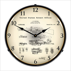 1919 B.A.R. Browning Automatic Rifle Patent Blueprint Backlit Wall Clock