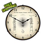Collectable Sign and Clock 1920 Kavan Rotary Barber Pole Patent Blueprint Backlit Wall Clock