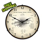 Collectable Sign and Clock 1937 Trumpet Patent Blueprint Backlit Wall Clock