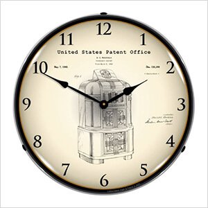 1940 Rockola Jukebox Patent Blueprint Backlit Wall Clock