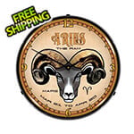 Collectable Sign and Clock Aries Backlit Wall Clock