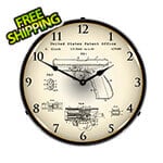 Collectable Sign and Clock 1985 Glock Automatic Patent Blueprint Backlit Wall Clock