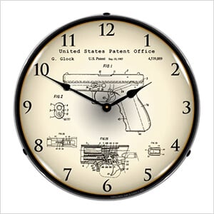 1985 Glock Automatic Patent Blueprint Backlit Wall Clock