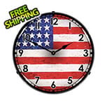 Collectable Sign and Clock USA Flag Backlit Wall Clock