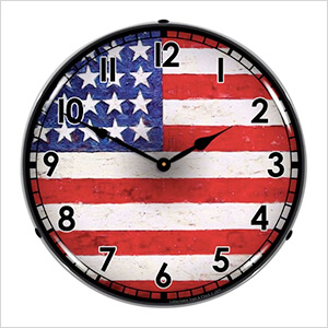 USA Flag Backlit Wall Clock