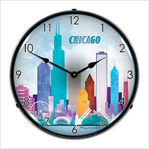 Chicago Skyline Backlit Wall Clock