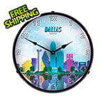 Collectable Sign and Clock Dallas Skyline Backlit Wall Clock