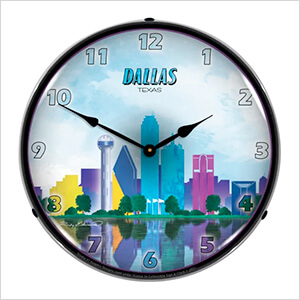 Dallas Skyline Backlit Wall Clock