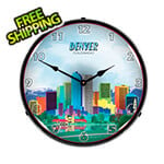 Collectable Sign and Clock Denver Skyline Backlit Wall Clock