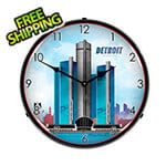 Collectable Sign and Clock Detroit Skyline Backlit Wall Clock