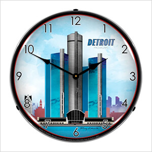 Detroit Skyline Backlit Wall Clock
