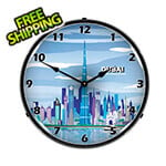 Collectable Sign and Clock Dubai Skyline Backlit Wall Clock